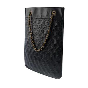 B-7. Chanel Lambskin Leather Quilted Tote